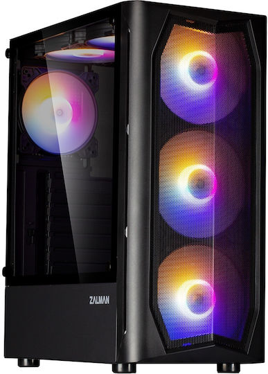 Zalman N4 Rev.1 Gaming Midi Tower Computer Case with Window Panel and RGB Lighting Black