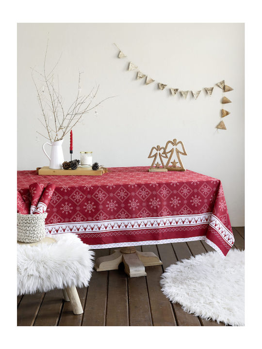 Nima Christmas Tablecloth Fabric Red L150xW250cm.