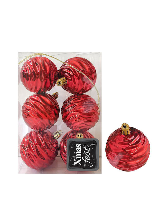 Hanging Ball Ornament Ornament Red 8cm Set 6pcs