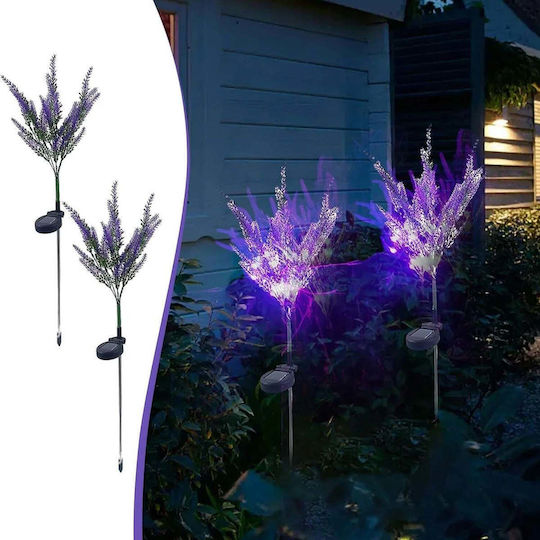 Set de 2 lămpi solare cu lavandă, înălțime 70cm, senzor de lumină IP65, violet