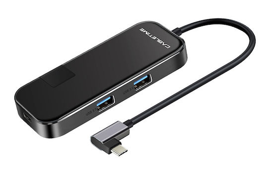 Cabletime USB-C Docking Station mit HDMI 4K PD Ethernet Schwarz (CT-CMHD61G)