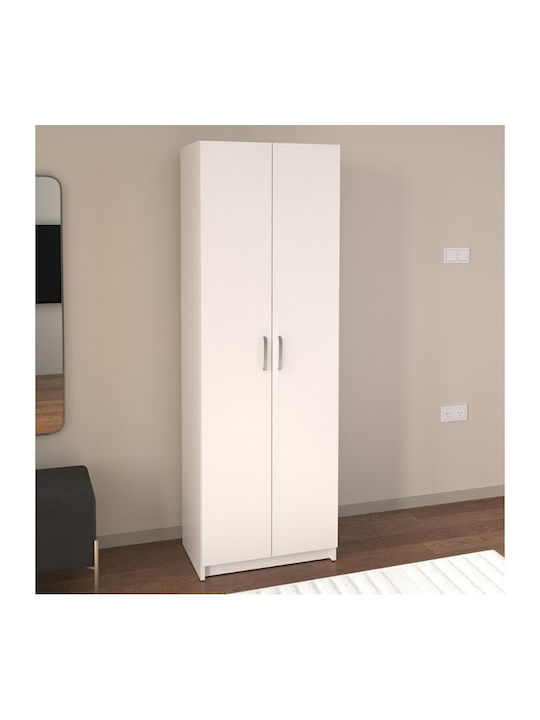 Double Door Wardrobe Renso White 59.8x37.8x178.5cm