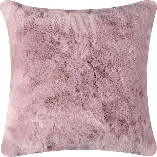 Silk Fashion Decorative Pillow Case Rabbit Furry in Amethyst Color 45x45cm