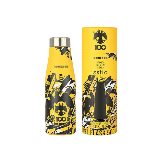 Estia Travel Flask Save the Aegean Recyclable Thermos Stainless Steel BPA Free 500ml AEK BC Edition The Queen Is Here