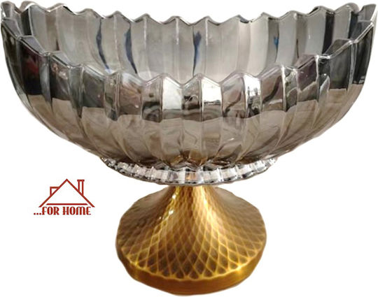 ForHome Φρουτιέρα Γυάλινη Ασημί 31x19x20εκ.