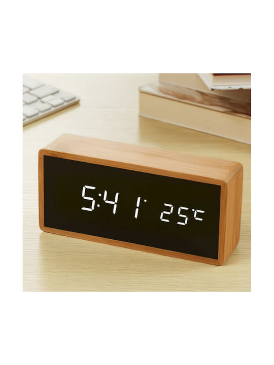 Tabletop Digital Clock LED Wooden with Alarm Clock White 87007WDC90CL