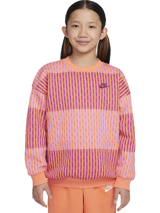 Nike Fleece Kids Sweatshirt Orange Sportswear Club
