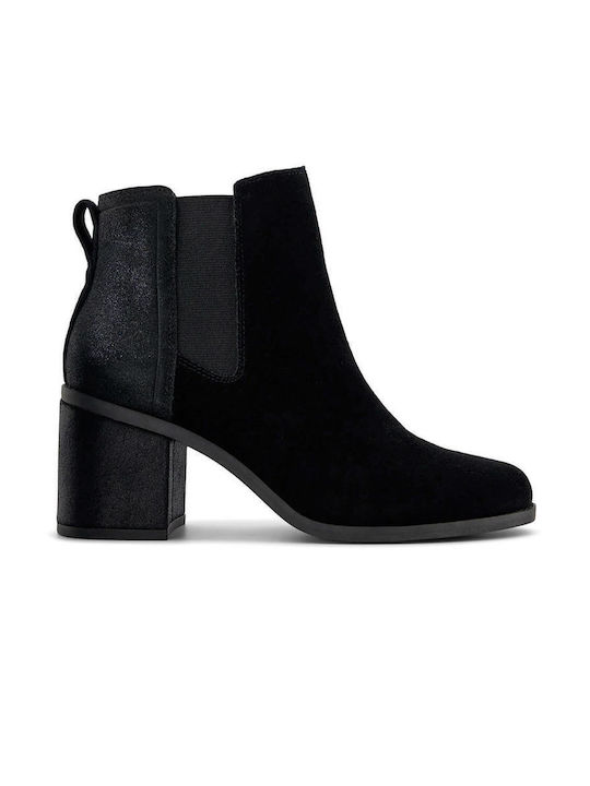 Toms Leather Women's Chelsea Boots with Medium Heel Black