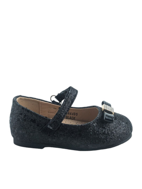 Kids Ballerinas with Hoop & Loop Closure Black