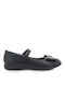 Exe Kids Leather Ballerinas with Hoop & Loop Closure Black