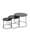 Set Zigon Rotund Noan Din Lemn Negru 3 Bucăți L54xÎ54xH45cm