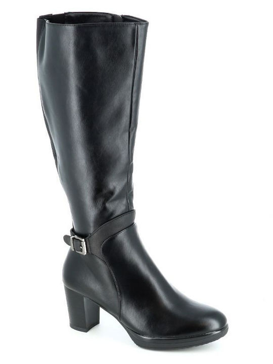 B-Soft Anatomic Synthetic Leather Medium Heel Women's Boots with Rubber / Zipper Black