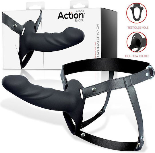 Action Harness με Dildo σε Μαύρο Χρώμα