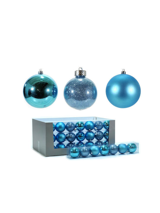 Hanging Ball Ornament Ornament Blue 8cm Set 7pcs