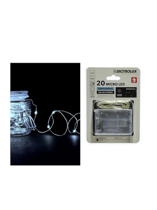 Lichterketten LED 2.5m. Kaltes Weiß Batterie in Zeichenfolge 1Stück