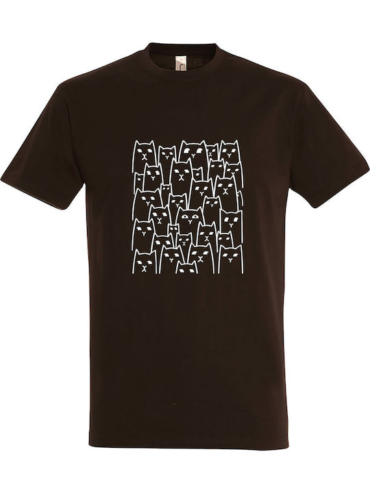 kirikoko Suspicious Cats T-shirt Brown Cotton