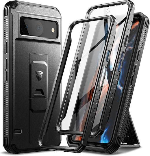 Здраво калъфче Google Pixel 8 Dexnor с пълно покритие и две рамки - черно