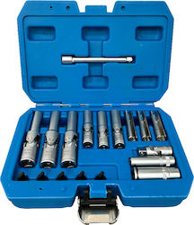 Exdel Tools Καρυδάκια Εξάγωνα με Καρέ Υποδοχής 1/2" Σετ 18τμχ
