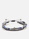 Chrysostomos Men's Macrame Bracelet with Cross Design Made of Cord 18cm
