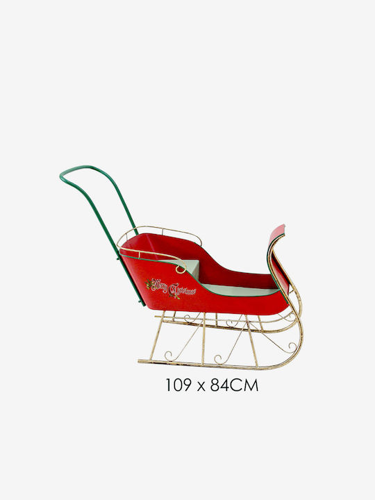 Zaros Weihnachtliche Metallisch Figur Schlitten Rot 84x84cm