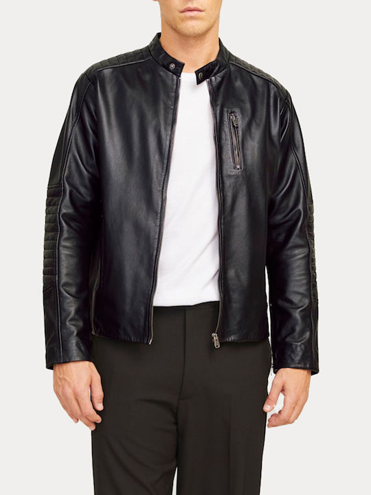 Geacă de Piele Biker Negru