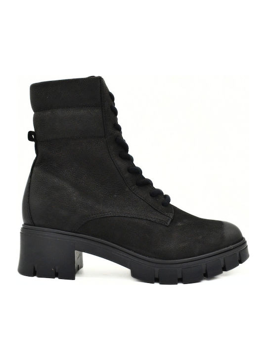 Leder Stiefeletten Damen Schwarz