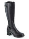Anatomic Synthetic Leather Medium Heel Women's Boots with Rubber / Zipper Black