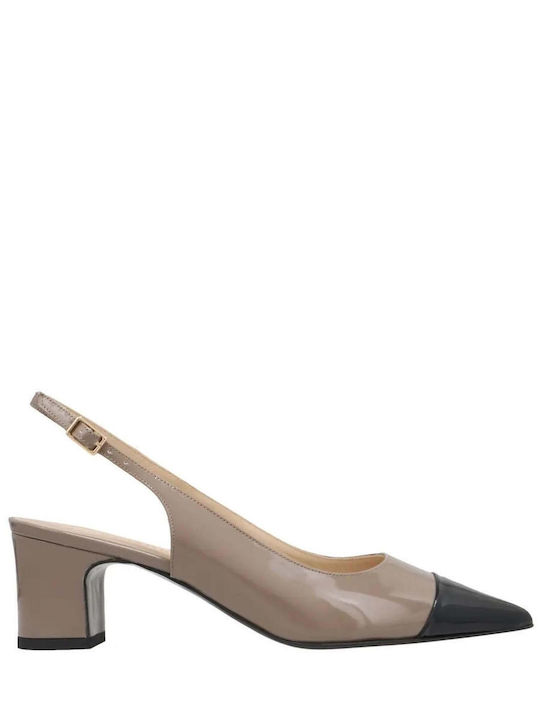 Kalogirou Leather Beige Heels