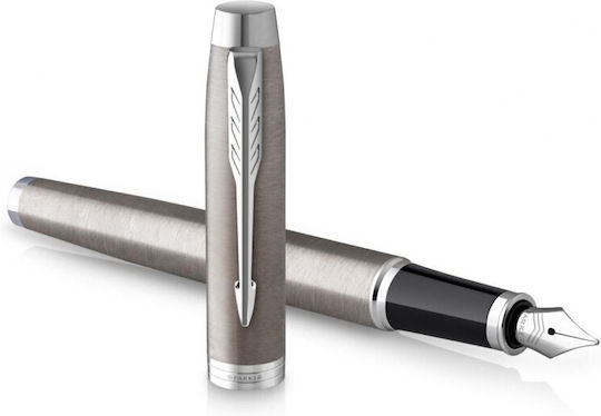 Parker Essential Stainless Fountain Pen Fine Grey Steel with Black Ink