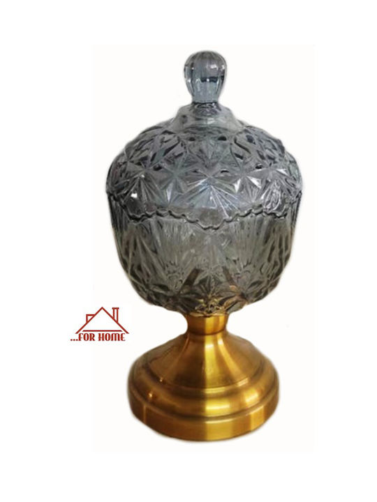 ForHome Glass Sweet Jar with Lid and Foot Gold 15x28cm
