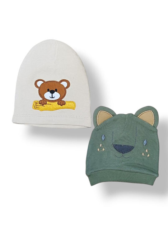 Kinder Mütze Set Stoff Beige