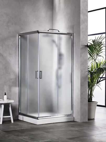 Sanitec As9090f Kabine für Dusche mit Schieben Tür 90x90x180cm Matte