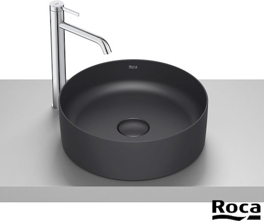 Roca Επικαθήμενος Νιπτήρας Πορσελάνης 39x39cm Matt Black