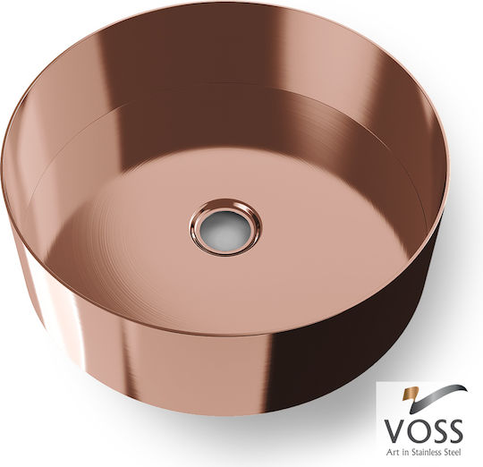 Voss Milo Επικαθήμενος Νιπτήρας Πορσελάνης 40x40cm Rose Gold Brushed