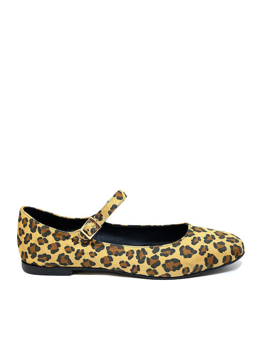 Lederne Damen Ballerinas in Braun Farbe