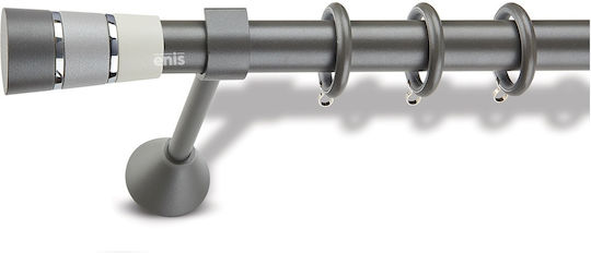Enis by Domus Μεταλλικό Κουρτινόξυλο Chic 3020 Διπλό με Σιδηρόδρομο Φ25mm 160εκ. Γκρι