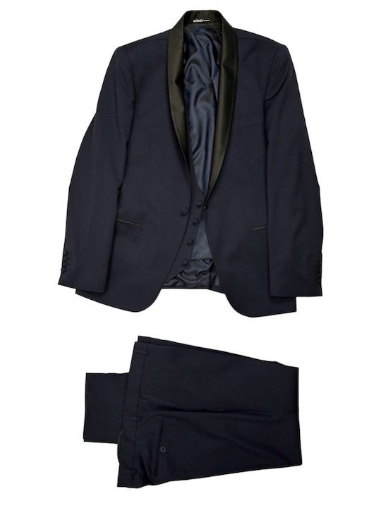 Costum Bărbați Cu vestă Blue