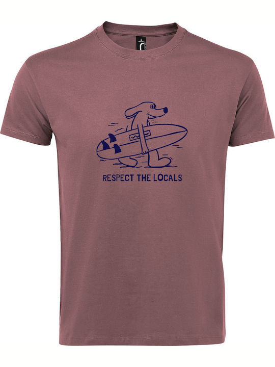 Respect The Locals, Surf, Tourists T-shirt Ροζ ...