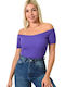 Women's Blouse Off-Shoulder with Straps Purple