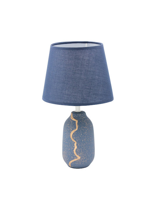 Keskor Ceramic Table Lamp for Socket E14 with Blue Shade and Base