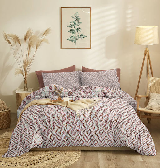 Cokitex Marta Maze Σετ Σεντόνια King Size 260x280εκ. Moka (4τμχ)