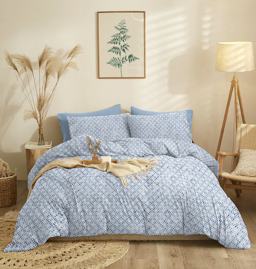 Cokitex Marta Mosaic Σετ Σεντόνια Διπλά 205x260εκ. Blue (4τμχ)