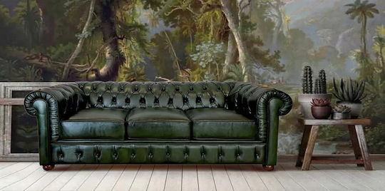 Dreisitzer Sofa Echtes Leder Schwarz 217x93x77cm