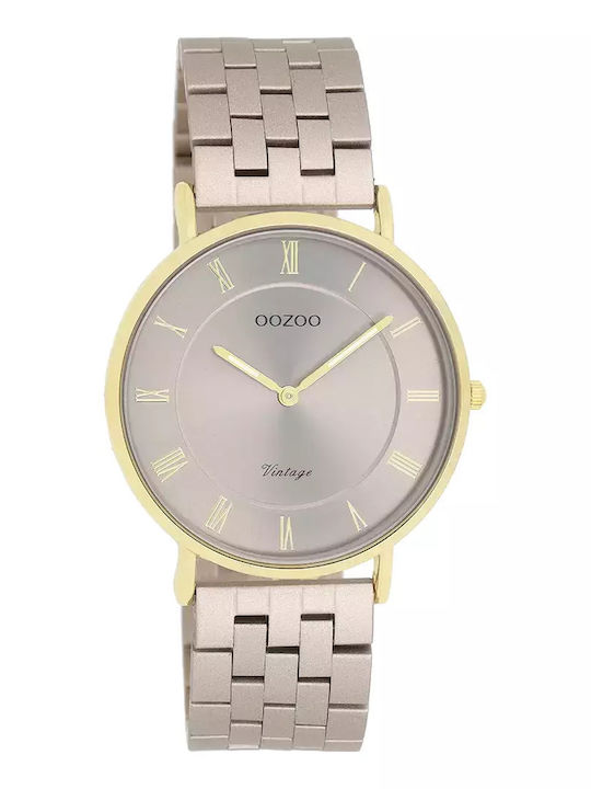 Oozoo Vintage Women's Watch with Beige Metal Bracelet