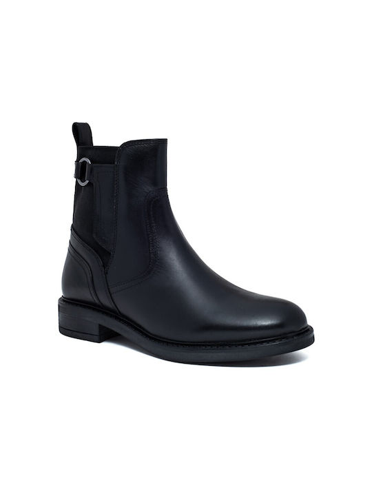 Leder Stiefeletten Damen Schwarz