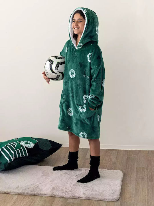 Palamaiki Kinder Bademantel Winterlich Fleece Grün Cositos Panathinaikos