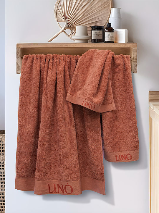 Lino Home Πετσέτα Σώματος Brandy 80x150εκ. Terracotta Βάρους 650gr/m²