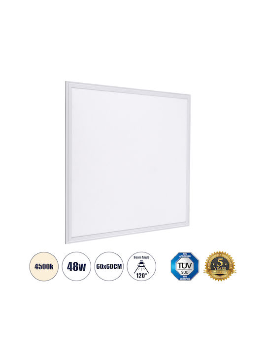 GloboStar Square Recessed LED Panel 48W with Natural White Light 4500K 60x60cm