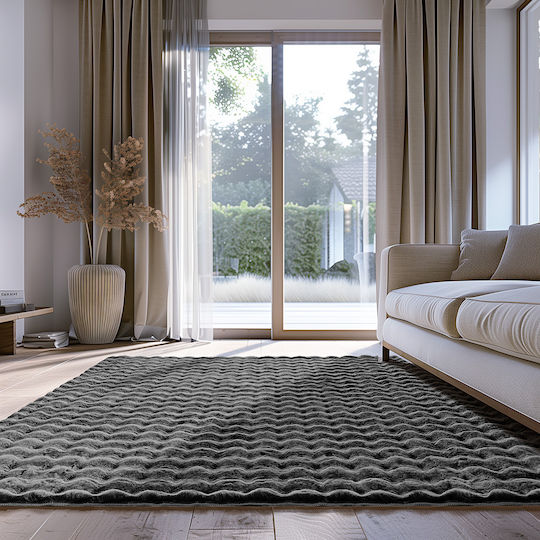 Beauty Home Motion Art 9650 Modern Bedroom Rugs Set Charcoal 2024965000064 3pcs