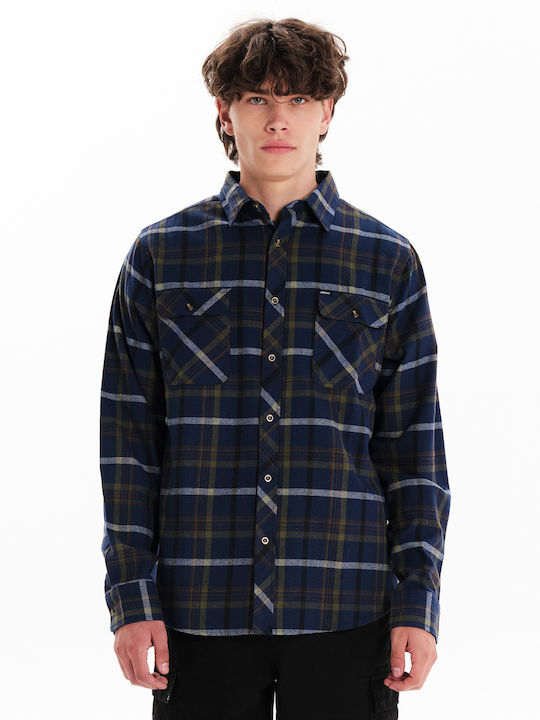 Basehit Long-sleeved Flannel Shirt Checked whit...